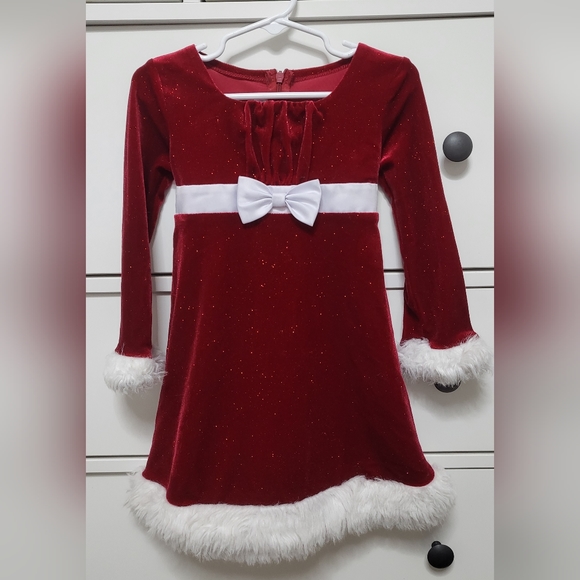 Red Glittery Velour Holiday Dress - Picture 1 of 3